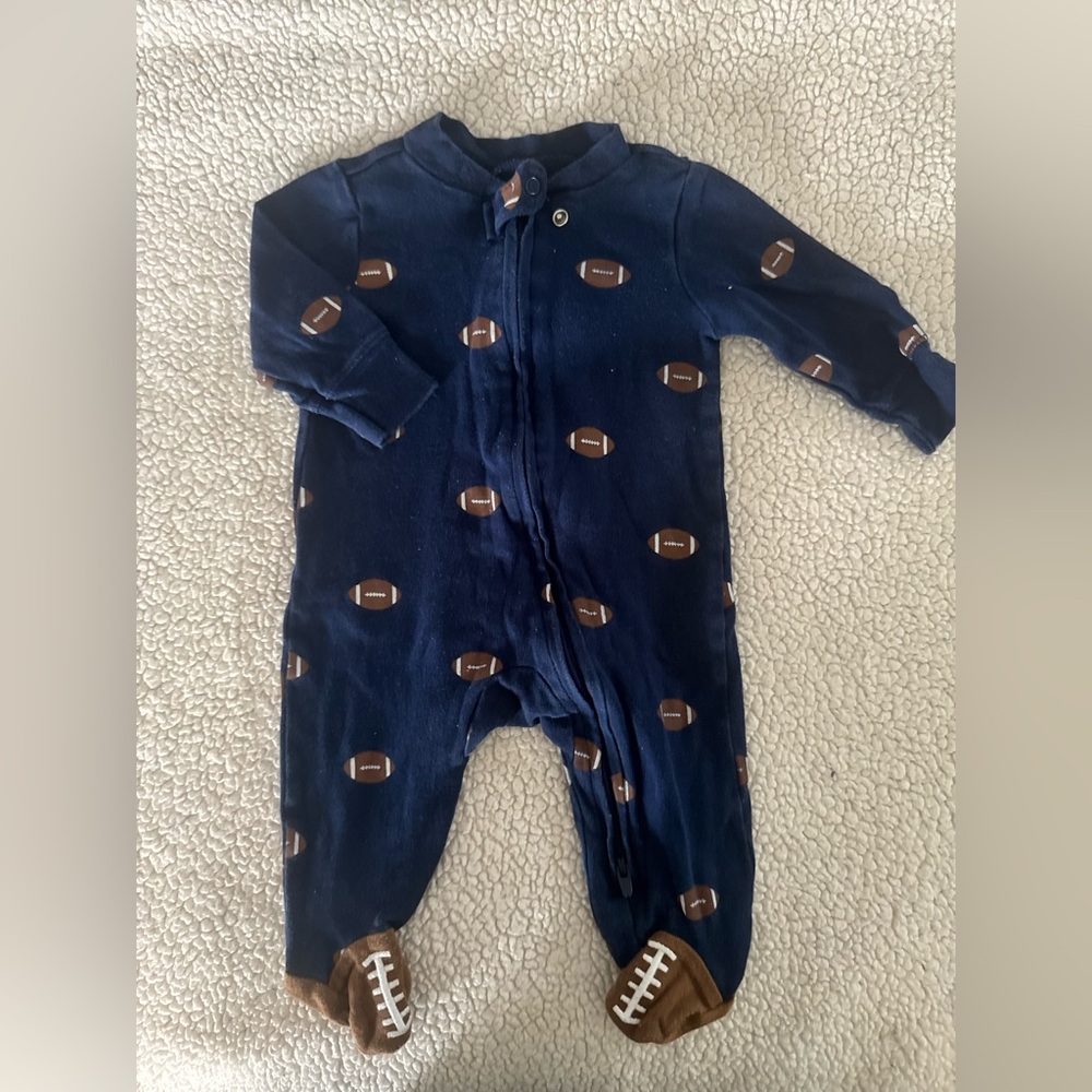 Carter's Dark Blue Football Print Footie